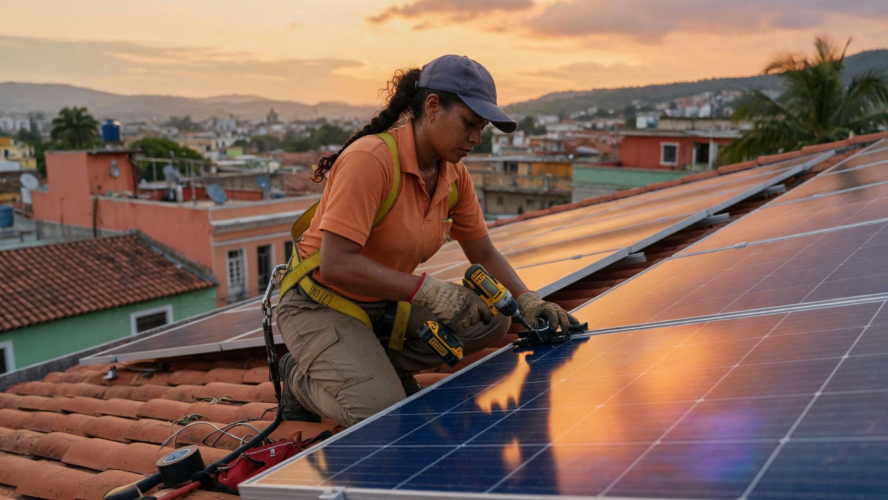 Instalador solar en tejado