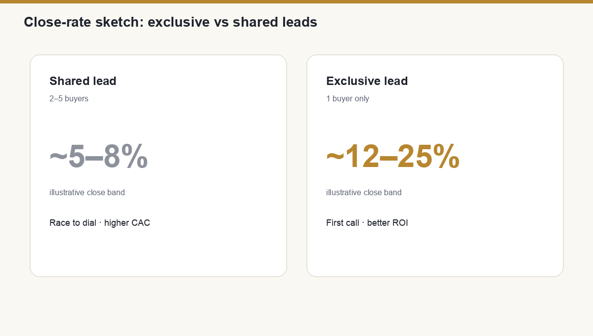 Exclusive vs shared lead ROI comparison chart