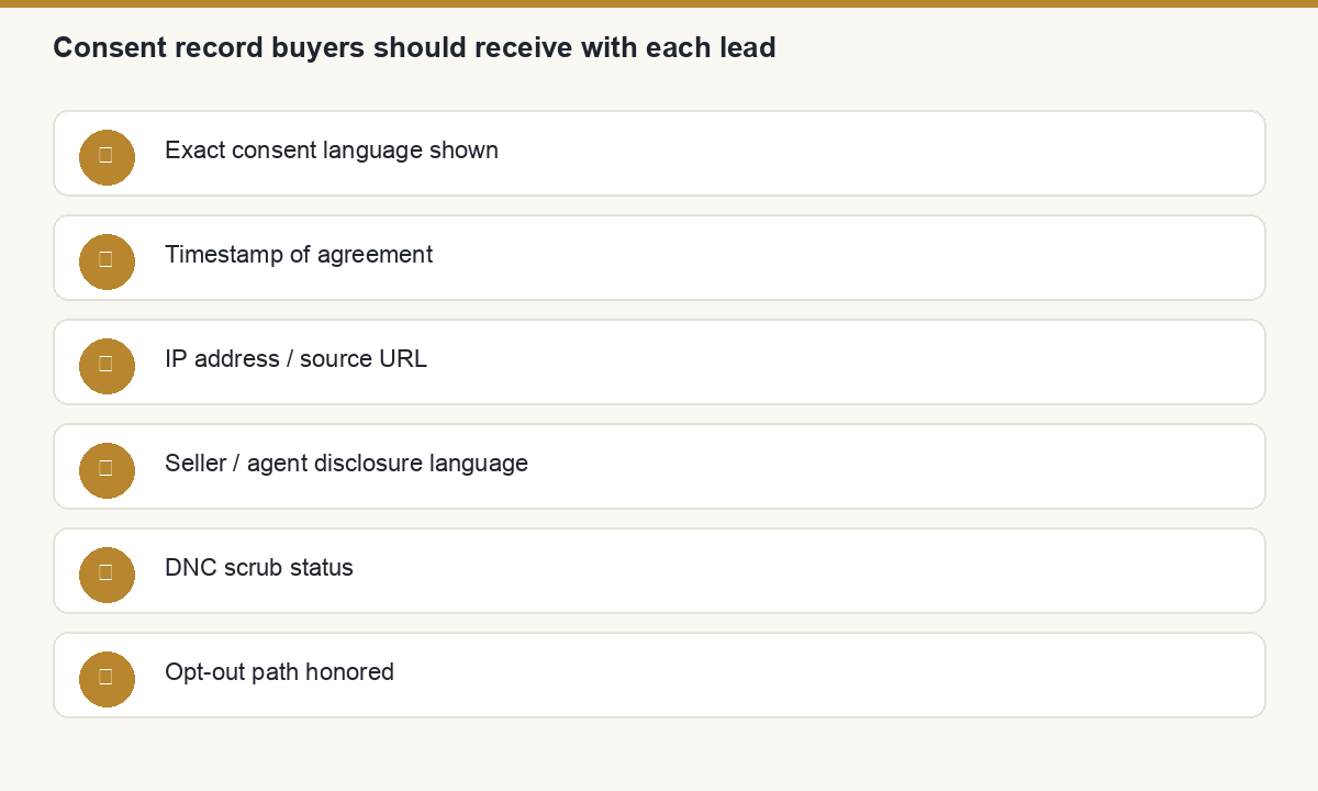 Consent packet checklist for Medicare lead buyers